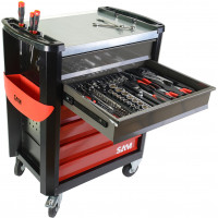 Servante SERVI-630N 6 tiroirs + composition Mécanique générale 214 outils en modules ABS