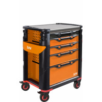 Servante 41 vide - 5 tiroirs - orange - avec support poteaux