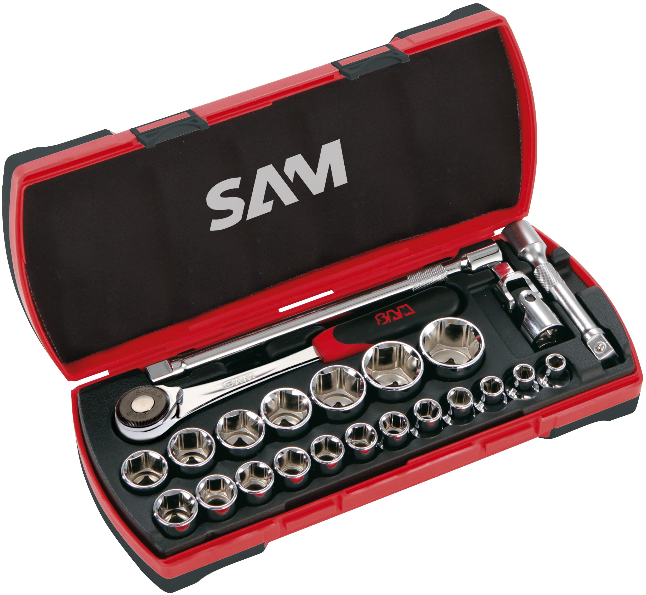 SAM Outillage 75-SH28Z Coffret de douilles/accessoires 1/2 27 Outils de 8 à 32 mm