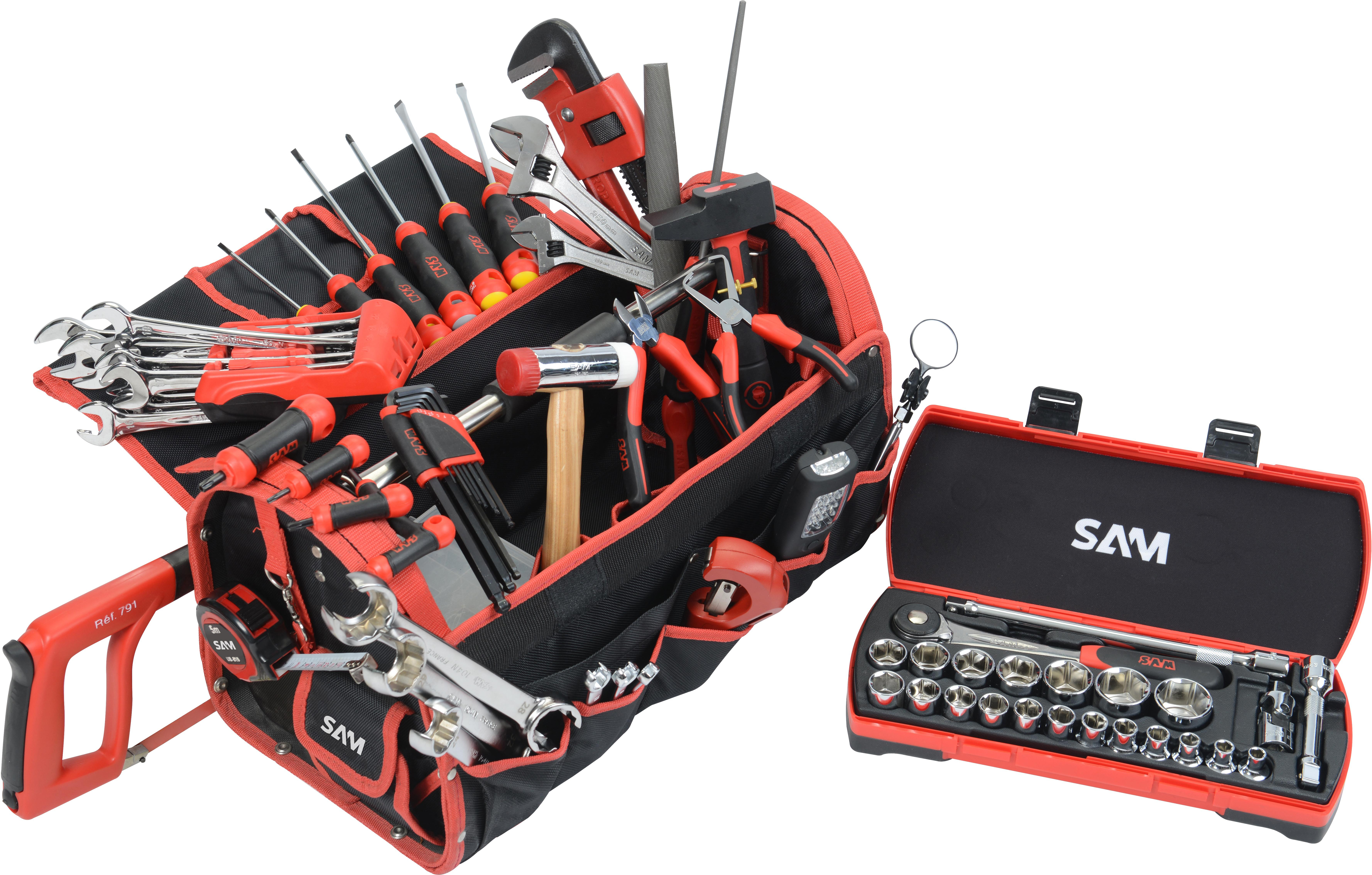 Composition de 135 outils en modules mousse avec servante SAM OUTILLAGE  CPP-135M4 - SAM OUTILLAGE - CPP-135M4